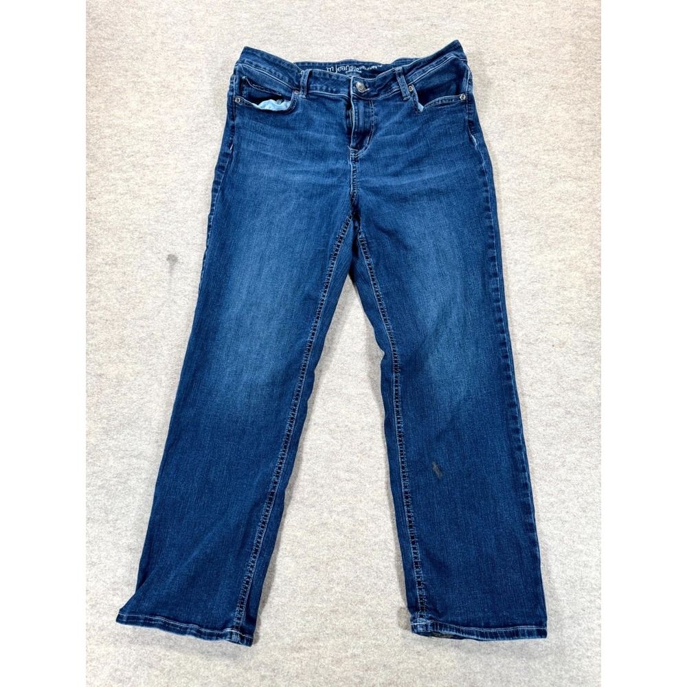 M Jeans by Maurices Womens 16 Short Blue Denim Cotton Mid Rise Straight Leg